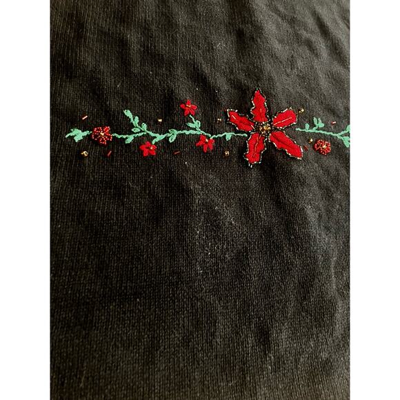 Studio Joy Christmas Sweater Vest 2X Ramie Cotton Poinsettias Black Red Gold - Picture 8 of 8